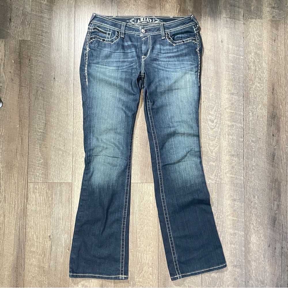 Ariat Ruby Women’s 31L Blue Bootcut/Flared jeans with contrast stitching & gems